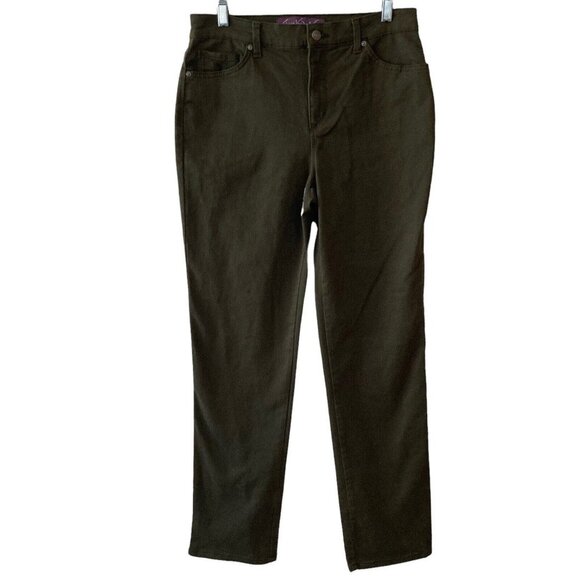 Gloria Vanderbilt Jeans Amanda Straight Leg Womens Army Green Size 6 - Picture 1 of 11